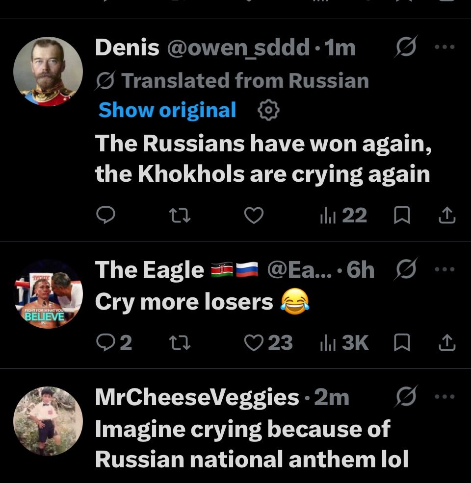 nastasiaKlimash's tweet photo. You can pretend all you want that sports is out of politics, but when you let Russian athletes compete under their flag, and their anthem is playing, it’s very much political for Russians themselves and an opportunity to harass Ukrainians and threaten them with further invasion https://t.co/knFdDelcTa