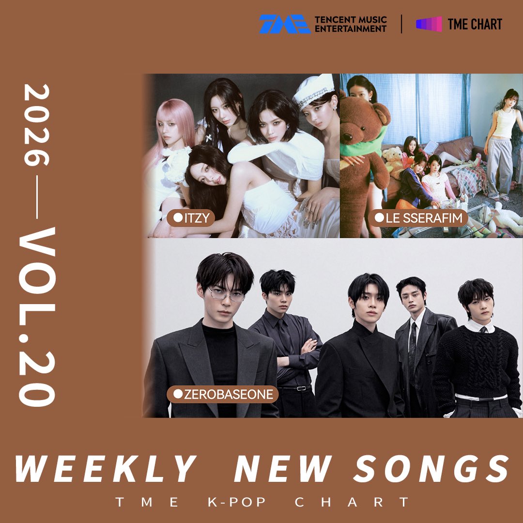 TME_official_'s tweet photo. #TMEKoreanChart VOL.20 weekly new songs are here, let's check it out~  
#腾讯音乐韩语榜 2026年第20期新歌歌单已送达，快来查收吧～

#ITZY - Pocket (YEJI)
#LE_SSERAFIM  - BOOMPALA
#ZEROBASEONE - TOP5
.....

#TME #TMEChart https://t.co/ooG79XArPG
