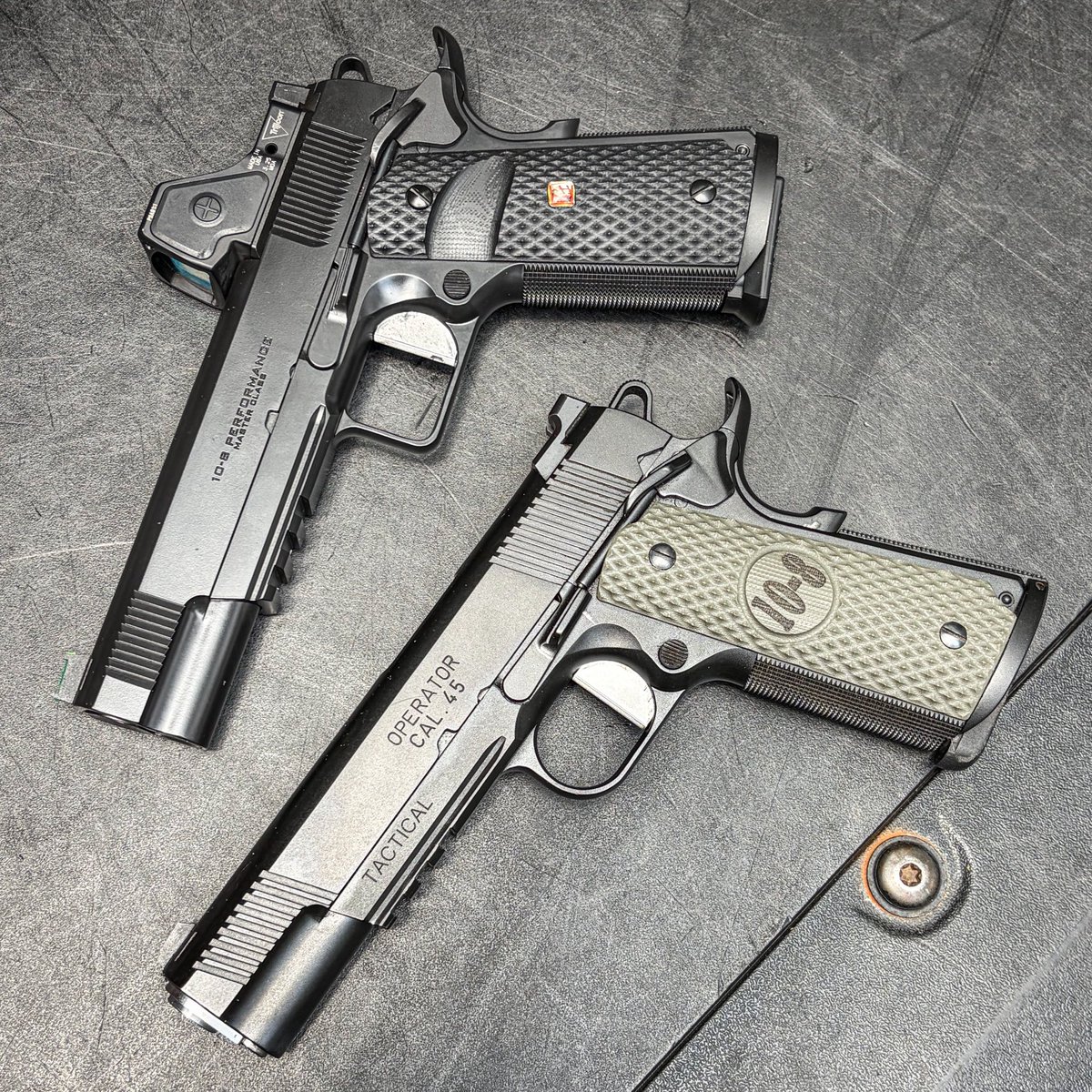 108Performance's tweet photo. #fortyfivefriday with one of my early @springfieldarmoryinc Custom Shop collaboration 10-8 Operators and my current Springfield/@lipseysguns exclusive Master Class. There were only a total of 108 of the Custom Shop 10-8 Operators produced in very limited runs between 2007 and 2012, and I am delighted that the current offering is able to get into more holsters this time around.