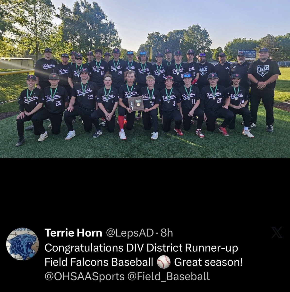 Field_Baseball's tweet photo. Falcons fall in the District Final to Cardinal Mooney 3-1. So proud of these young men! Back to back to back MAC conference champs along with back to back District Runner up. We finish the season at 19-6. Thank you seniors for 4 great years! #WBM Go Falcons! https://t.co/lBNa3rvqxJ