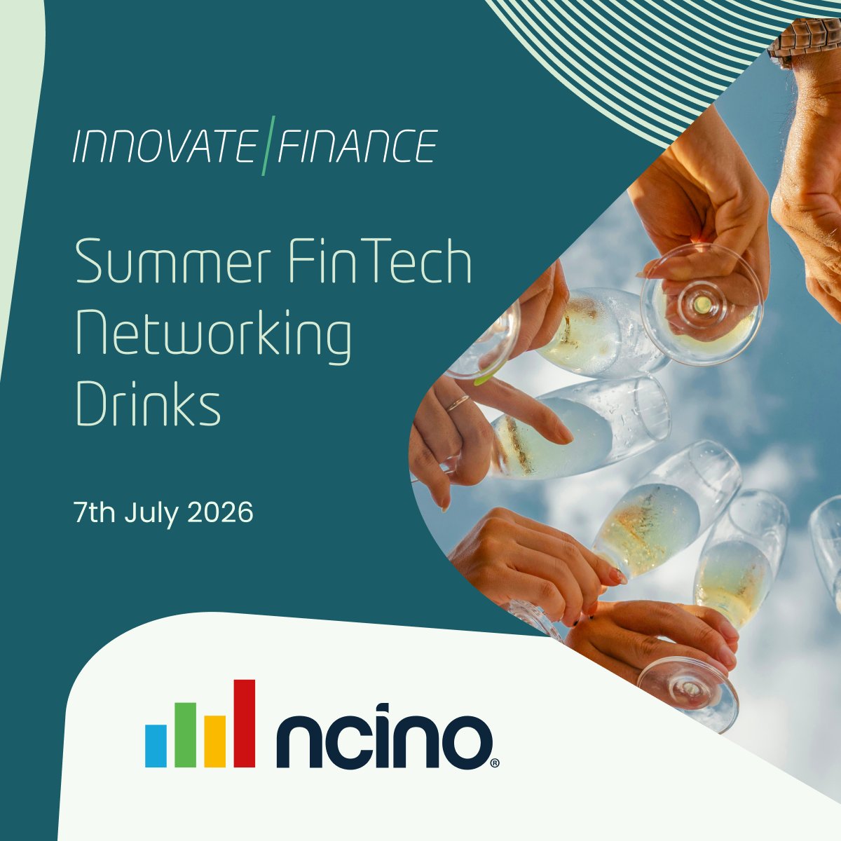 InnFin's tweet photo. The #FinTech summer social is back ☀️  

@nCino x @InnovateFinance | drinks, connections &amp; the best of the ecosystem in one room.

📆 7 July | 5:30pm | London

Come for the conversation. Stay for the connections.

Spaces are limited.  https://t.co/HPaNlBu9u8 https://t.co/esSnfGgQ0R