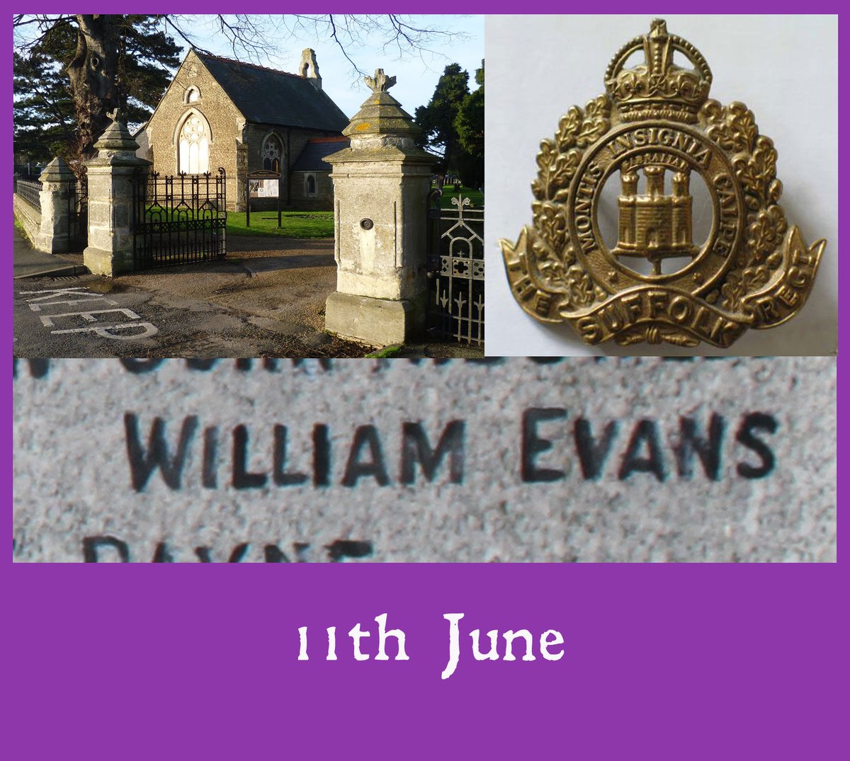 WisbechNow's tweet photo. Remembering Pte William Evans, 1st Suffolk Regiment. Died of wounds on this day in 1915, Norwich. Lived Wellington Terrace. Wisbech Borough Cemetery #WisbechWarMemorial https://t.co/nLFBeiMAz2