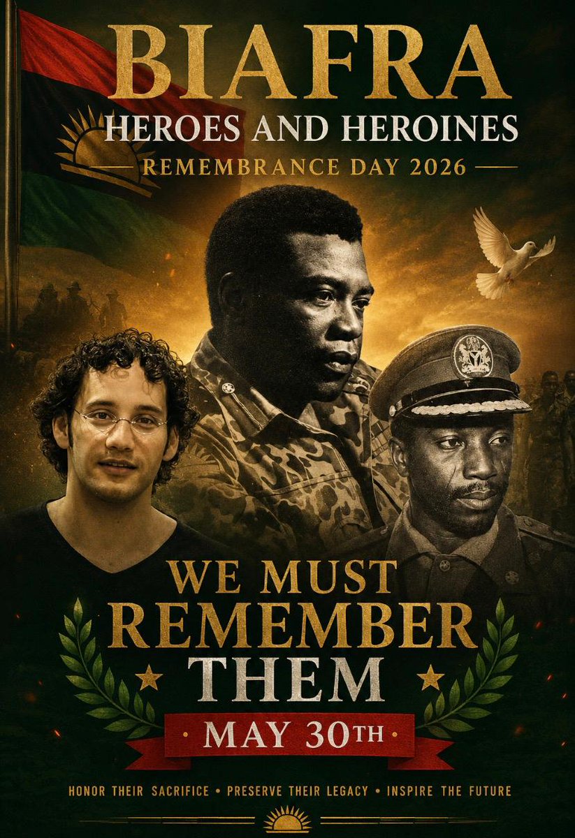 RealDsuccess's tweet photo. May 30th, 1967, the cornerstone for biafra Liberation was laid by the government lead by the then Biafra Head of s
State the people's General Emeka Ojukwu.
We must honor our heroes past.
The present must abide by the phrase "THE STRUGGLE CONTINUES.
WE MUST NEVER FORGET 
WE MUST NEVER FORGIVE 
WE MUST SAY NEVER AGAIN TO THE REMORSELESS GENOCIDE AGAINST MY PEOPLE