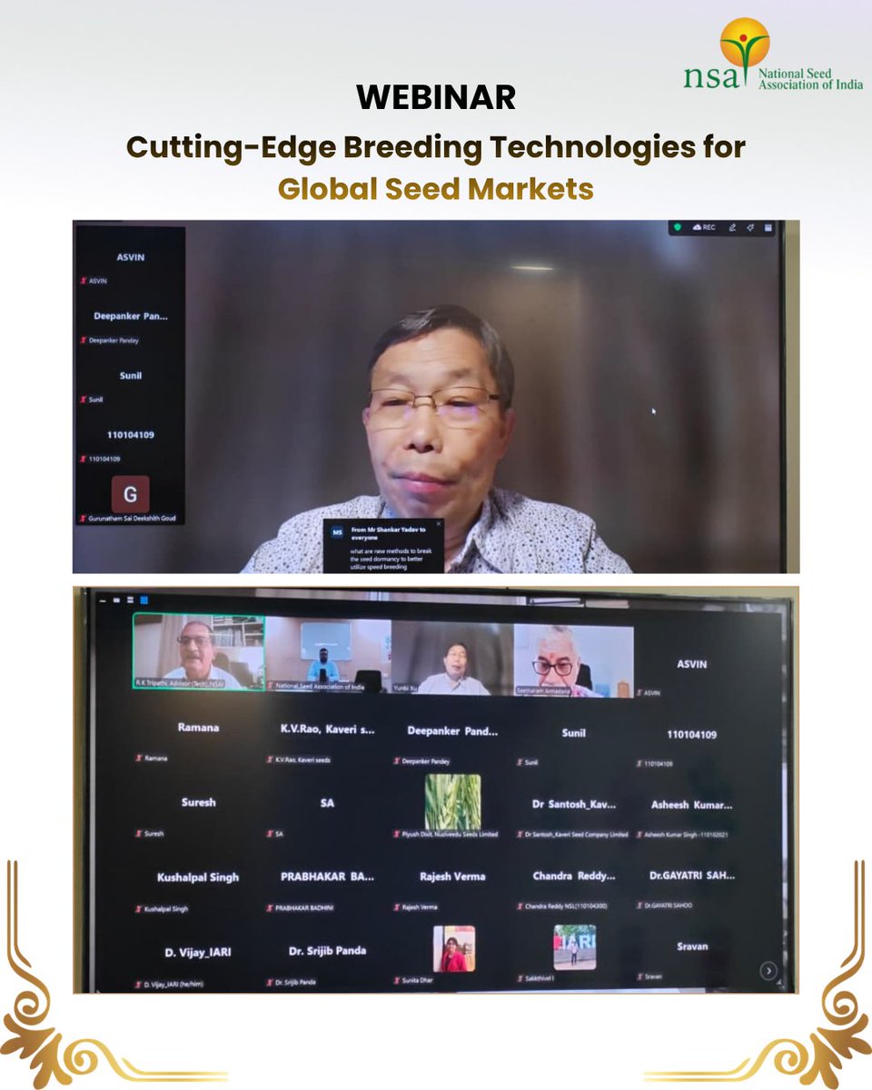 NSAIndia's tweet photo. NSAI hosted a highly engaging webinar on “Cutting-Edge Breeding Technologies for Global Seed Markets” on 28 May 2026.
The webinar featured a session by Dr. Yunbi Xu, moderated by Dr. Seetharam Annadana.

#NSAI #SeedIndustry #PlantBreeding #SeedTechnology #Innovation #Agriculture https://t.co/o0NVcJpKZc