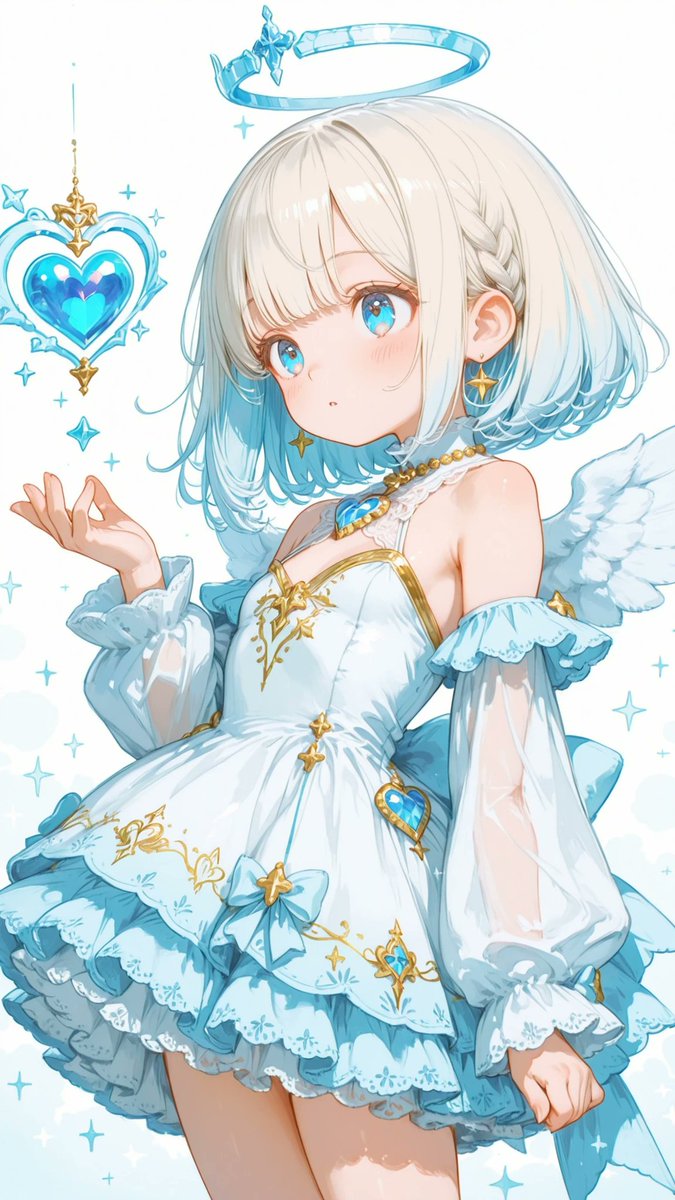 AliceLavli's tweet photo. 天使の衣装プロンプトをどうぞ✨
angelic dress, pure white, ivory and soft gold color palette, elegant sweetheart neckline, layered lace collar, delicate pearl embroidery, translucent puff sleeves, flowing chiffon shoulder drapes, fitted princess bodice, crystal heart brooch at chest, gold filigree ornaments, high waist silhouette, oversized ribbon bow at back, multilayer cloud like skirt, extra fluffy petticoat volume, cascading chiffon layers, feather inspired ruffles, lace trimmed hemline, pearl chains, crystal charms, star ornaments, celestial embroidery, floating ribbon tails, ornate sleeve cuffs, soft silk and chiffon fabrics, heavenly princess fashion, divine and graceful appearance, dreamy fantasy aesthetic, luxurious angel costume