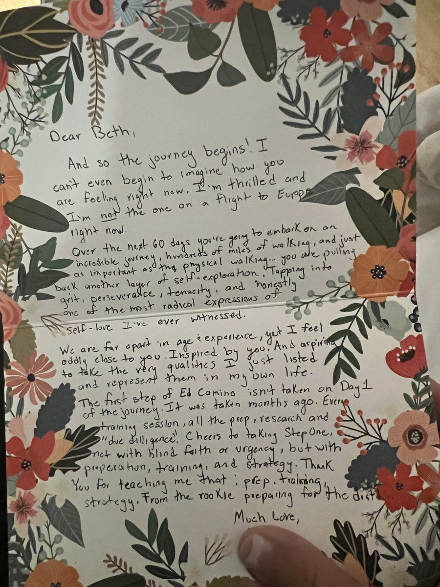 Bethazor1's tweet photo. Mentees,

When you ask how can I be a better mentee for my mentor, read this!

I embarked on my journey - 500 mile walk/hike almost 30 days ago. 

Here's one of the notes my mentee gave me - one of them! This one was marked "Open on your flight!" 

The other two: 

Open halfway. (Almost there)

3rd one- Open when you reach your destination-

The thoughtfulness that went into this display of affection, appreciation and respect is remarkable!!

I've mentored MANY!

None have displayed such understanding of the position -

AND, this young woman is ONLY 22!

How much do you think I will do for her ? 

How far do you think I will go for her?

Mentorship is a 2 way relationship - too many times I have seen and felt it be 1 way....

This Rockstar gets it! 

PS, I've really only just met this woman - less than 6 mos ago!