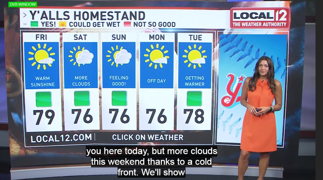 TeraBlake's tweet photo. 📢Play Ball! I don't think we could pay for a better forecast for the @florence_yalls! @Local12 #kywx https://t.co/Nh4KChnKeq
