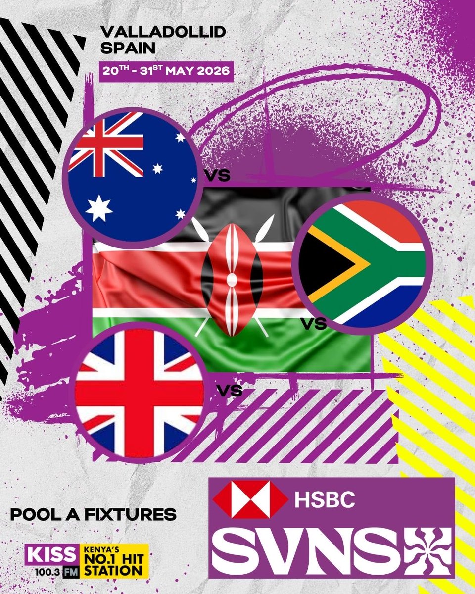 Kiss100kenya's tweet photo. Today shujaa are in spain ready to fly the Kenyan flag high ๐ซต๐ฝ๐ฐ๐ช. Wishing you guys all the best ๐๐พ
Shujaa tuko!!
#TheScoreKe
๐ฆ๐บVS๐ฐ๐ช FRI 1:12pm 29th May
๐ฟ๐ฆVS๐ฐ๐ชFRI 6:08pm 29th May
๐ฐ๐ชVS๐ฌ๐งSAT 2:01pm 30th May https://t.co/3BOFWX9XF4