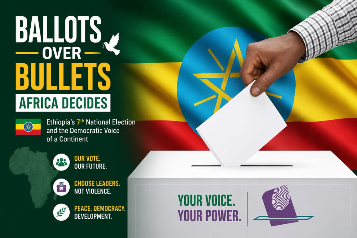 FinfinneeFreePo's tweet photo. #Ballots Over Bullets: Africa Decides - Ethiopia’s 7th National Election and the Democratic Voice of a Continent🇪🇹
#Ethiopia #Election #Africa https://t.co/xfRBNV7bVf