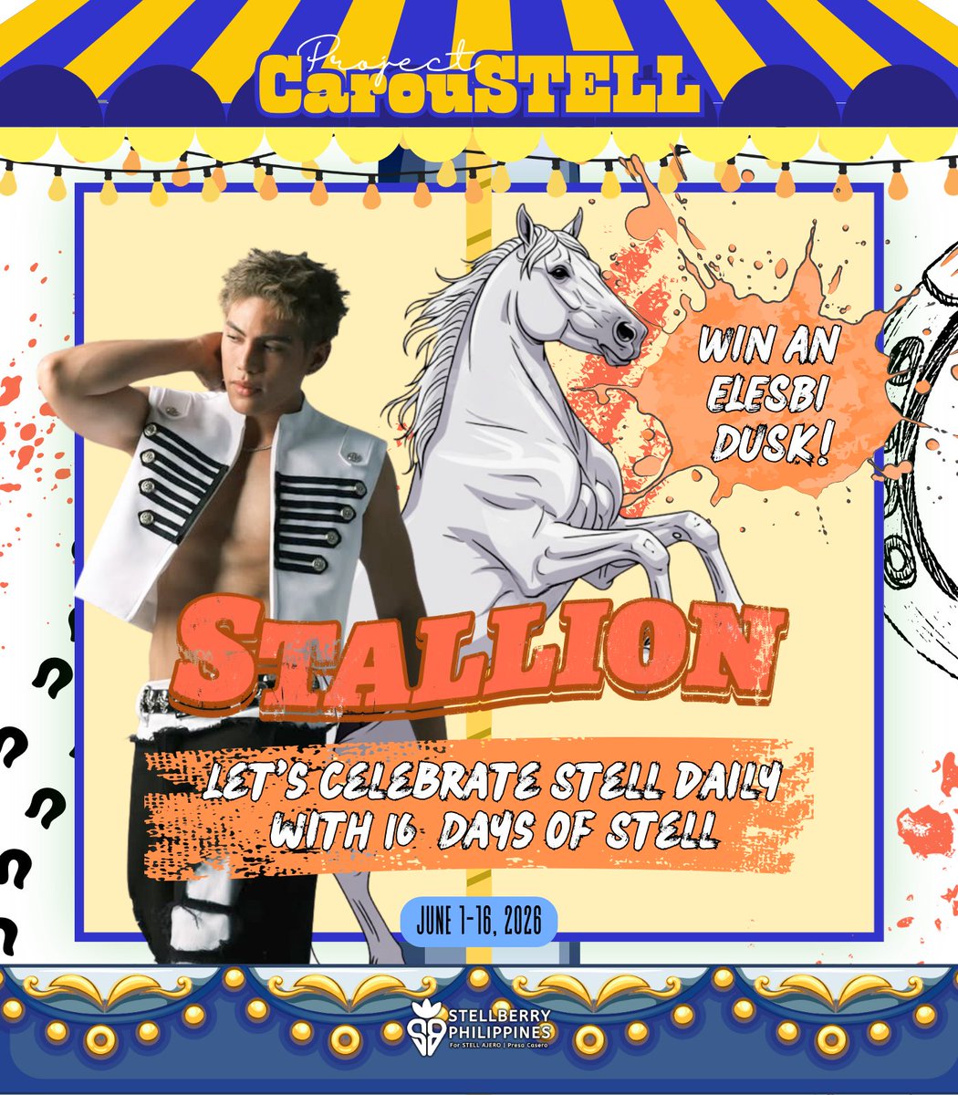 StellBerryPH's tweet photo. Join StellBerry Philippines in celebating 16 Days of Stell with #ProjectCarouSTELL_Stallion.

Engage with our Stell posts daily at 6:16 PM and get a chance to WIN AN ELESBI DUSK and other exciting prizes!

#ProjectCarouSTELL 🎠
@stellajero_ #Stell #SB19_STELL
@stellhouses https://t.co/aChZ669mf2