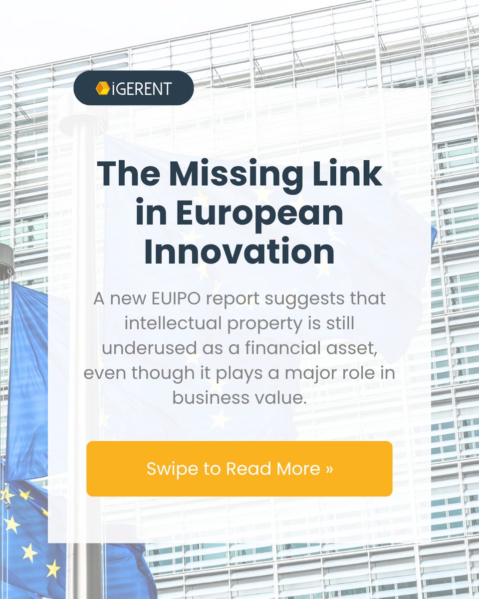 igerent's tweet photo. Could IP help unlock more financing in Europe?

A new EUIPO report suggests yes, but many firms still underuse it as a business asset.

If you need help protecting your IP, contact us for a free consultation.

👉 https://t.co/AcS126mxfb

#EUIPO #IntellectualProperty https://t.co/0jYWnTf13U