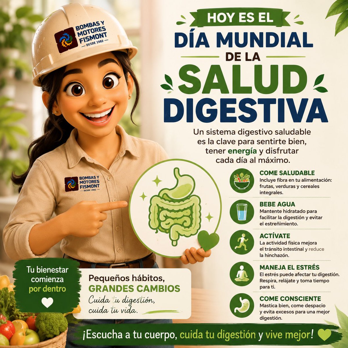GRUPOFISMONT's tweet photo. 🌿💚 29 de mayo | Día Mundial de la Salud Digestiva 💚🌿👷🏻‍♂️🍎

#DíaMundialDeLaSaludDigestiva #SaludDigestiva #Bienestar #VidaSaludable #SaludYBienestar #29DeMayo #HábitosSaludables #bombasymotoresfismont https://t.co/1LWHMGZ1gZ