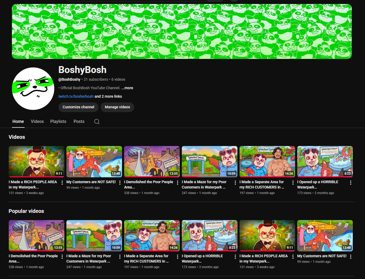 bosherbosh's tweet photo. If you are wondering where the damn videos are as of recent...

I HAVE MULTIPLE CHANNELS

I know super duper amazing, but these are the 2 channels i have been uploading on mostly as of recent.

But don't worry, The Main Channel videos are CURRENTLY IN PROGRESS! https://t.co/32KrjZc0xT