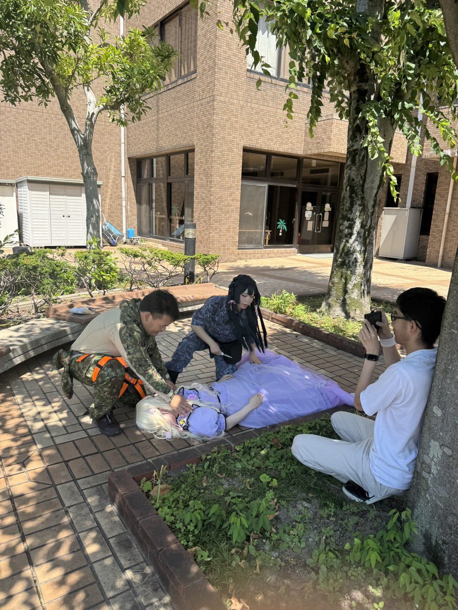 jpsdfpcoinfo's tweet photo. 本日、萌上自衛隊メディックチームによる熱中症対応要領の確認ならびに予防啓発動画の撮影を行いました。後日公開をしますのでお楽しみに。 https://t.co/19DrRtYz4d