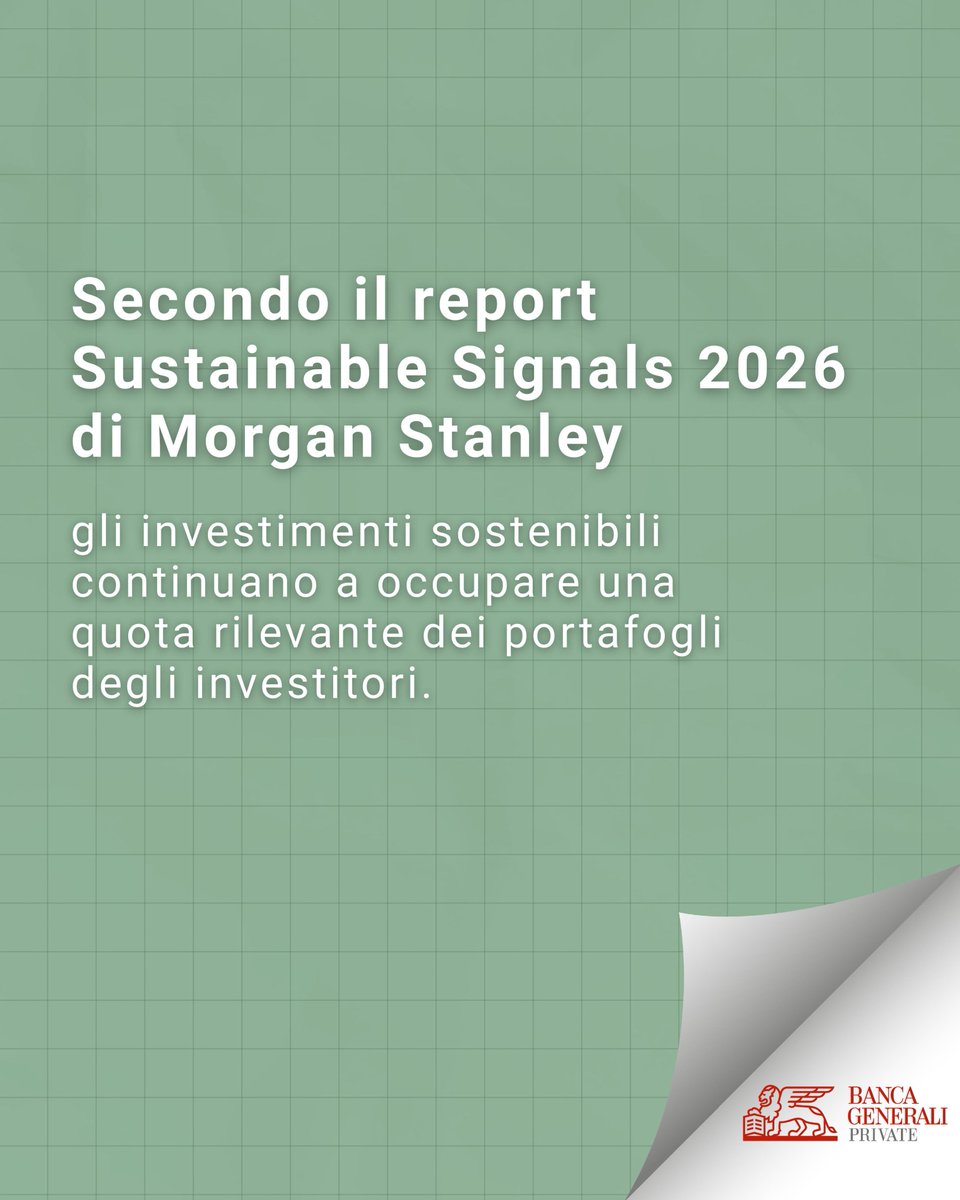 RSeppoloni's tweet photo. 🌱 L’interesse verso gli #investimentisostenibili continua a crescere.

lo dice il report “Sustainable Signals: Individual Investors 2026” di Morgan Stanley.

#robertaseppoloni #consulentefinanziario #gestionepatrimoni #finessere https://t.co/28EILe7a76