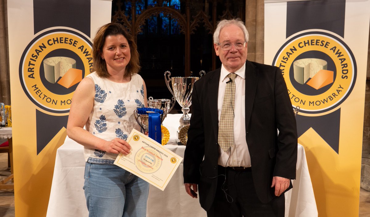 ErringtonCheese's tweet photo. Back from Melton Mowbray and very pleased to share that Elrick Log was awarded Gold and named "Best Scottish Cheese" at this year's Artisan Cheese Awards.
A wonderful weekend talking cheese, meeting fellow producers and sharing a little of what we do here on the farm. https://t.co/Ma7TH5rqOf