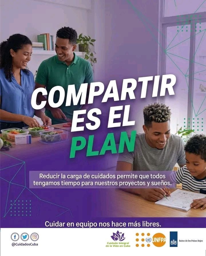 MTSS_CUBA's tweet photo. Compartir es el plan.
Reducir la carga de cuidados permite que todos tengamos tiempo para nuestros proyectos y sueños.
Cuidar en equipo nos hace más libres.
#CuidadosCuba #MtssCuba https://t.co/f0i1z8Iacl
