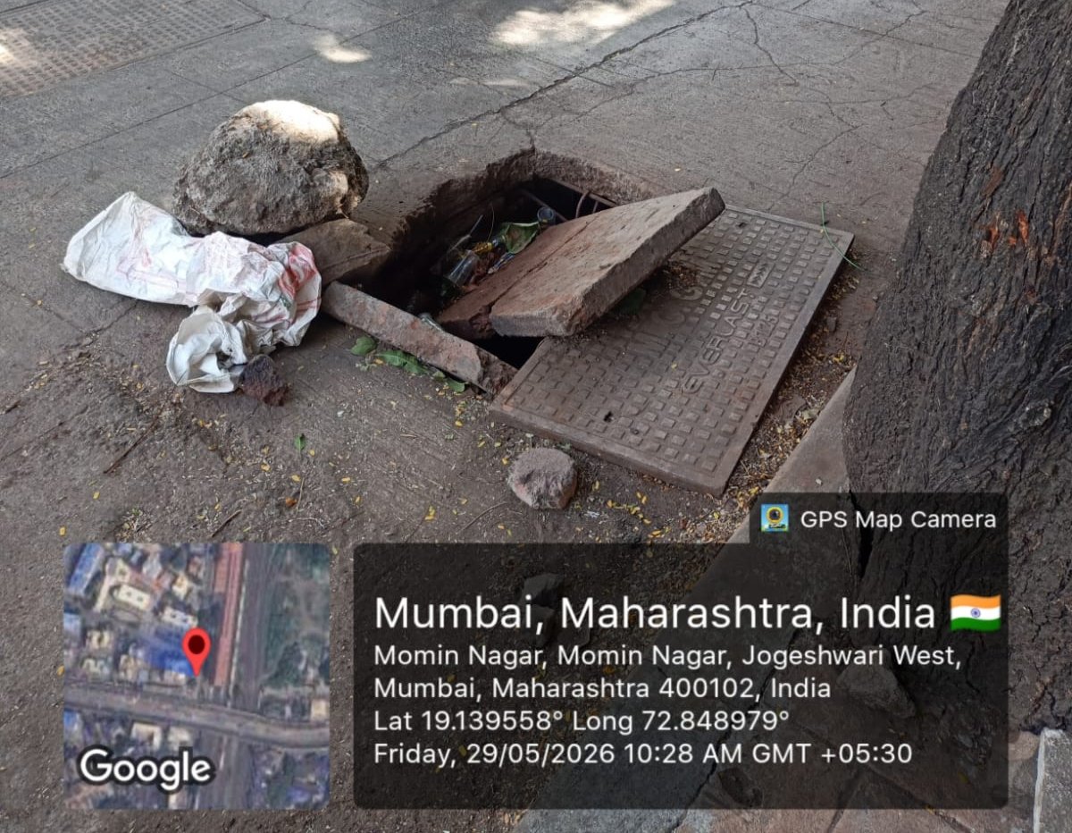 MustafaNaderia's tweet photo. Pichli kai shikayaton par sirf Twitter par 'Copy-Paste' replies mile hain, lekin zameen par kaam bilkul ZERO hai. opp Momin Nagar, near Jog railway station yeh khula gutter kisi badi durghatna ka intezar kar raha hai. Hamein jhoote replies nahi, turant action chahiye! @TawdeRitu https://t.co/h8bxXQp0Yp