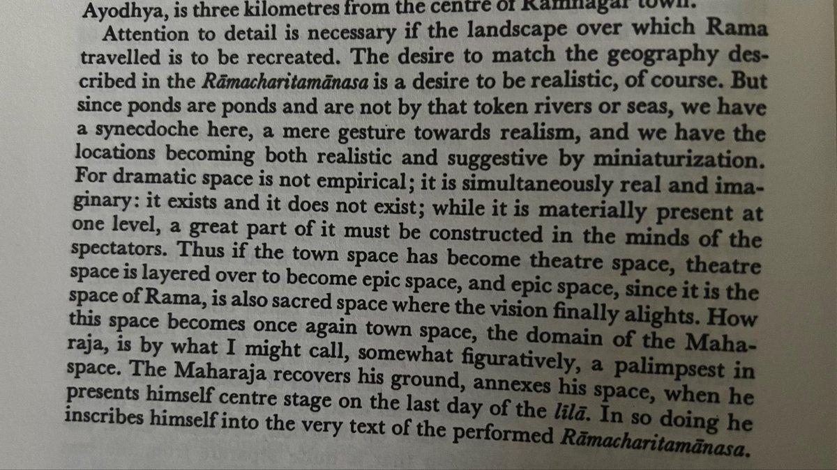 voodooskin's tweet photo. ‘The very act of following the gods from location to location as they enact their history on a sacred map gives the spectators a role…’ in an alternative reality someone would have funded @KamalSwaroop to make a film on Ramnagar’s Ramlila. 🤲🏿 https://t.co/JkFD4WoPDO