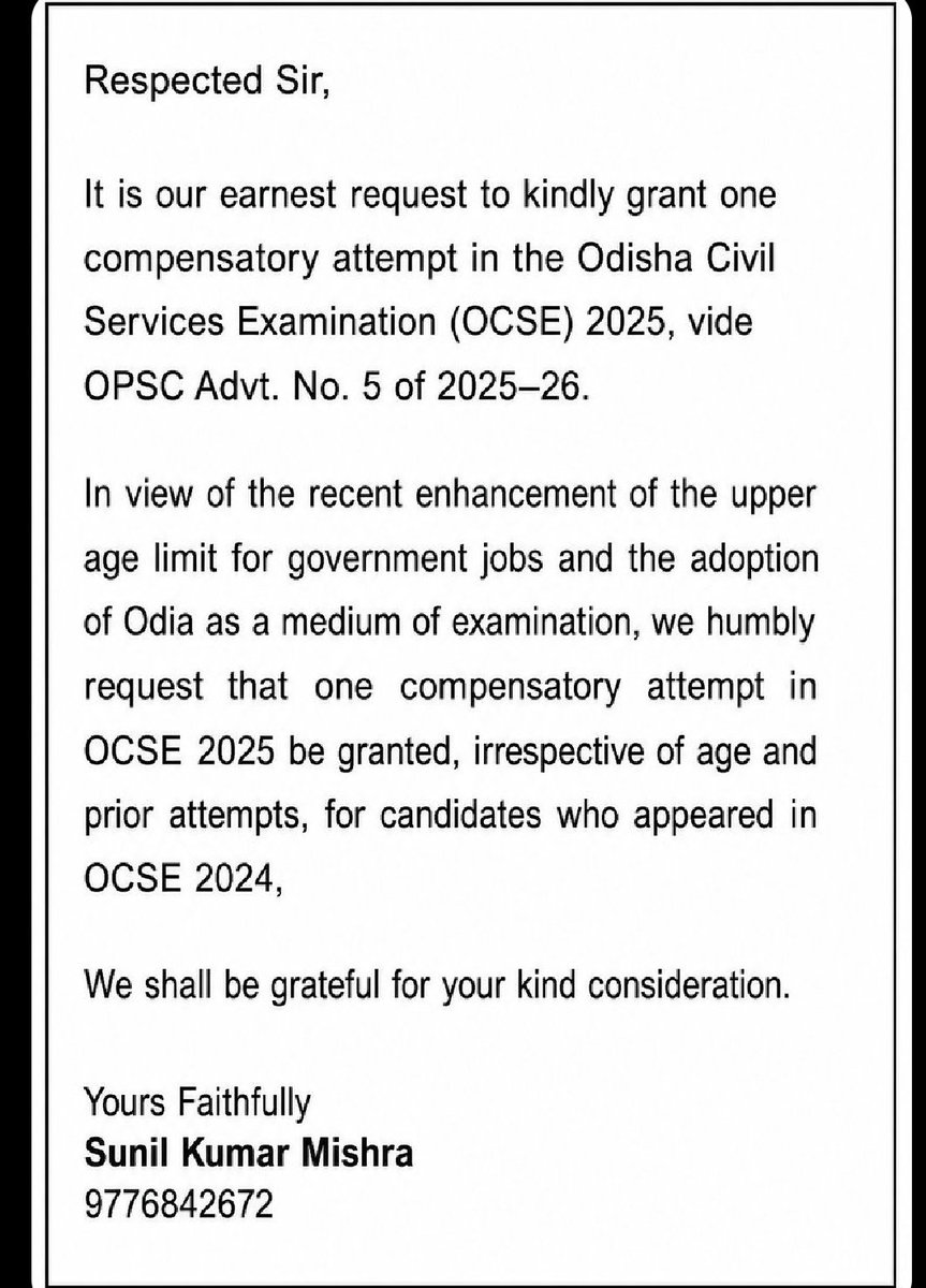 HPJOSHI20's tweet photo. we request you to grant one compensatory attempt for OPSC civil Service exam @MahalingMukesh @KVSinghDeo1 @CMO_Odisha @SamalManmohan7 @PravatiPOdisha @SecyChief @kumar_sure23465 @dr_kcmahapatra https://t.co/eZ6PVx502J