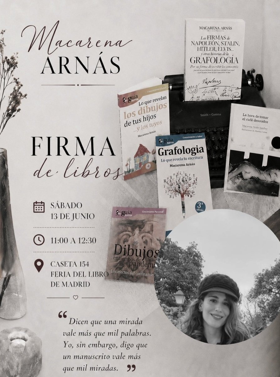 ArnasMacarena's tweet photo. Este año vuelvo a la @ferialibromadrid con la misma ilusión de aquella niña que soñaba entre páginas. 📚💫
🗓️ Sábado 13 de junio
⏰ De 11:00 a 12:30 h
📍 Caseta 154
#FeriaDelLibroDeMadrid #FirmaDeLibros #Autora #Libros #Lectura
https://t.co/3ukVXO9KMR https://t.co/upVE8YGg9r
