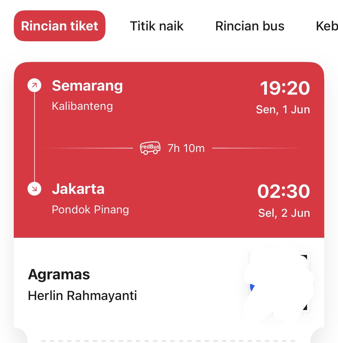 itsrainnyday's tweet photo. wts tiket bus semarang-jakarta, agramas sleeper/suites class, tanggal 1 juni 2026. Dijual karena harus reschedule ke hari minggu 😭 dm kalau berminat yaa. 300k ajaa https://t.co/DVQTHYMYSU