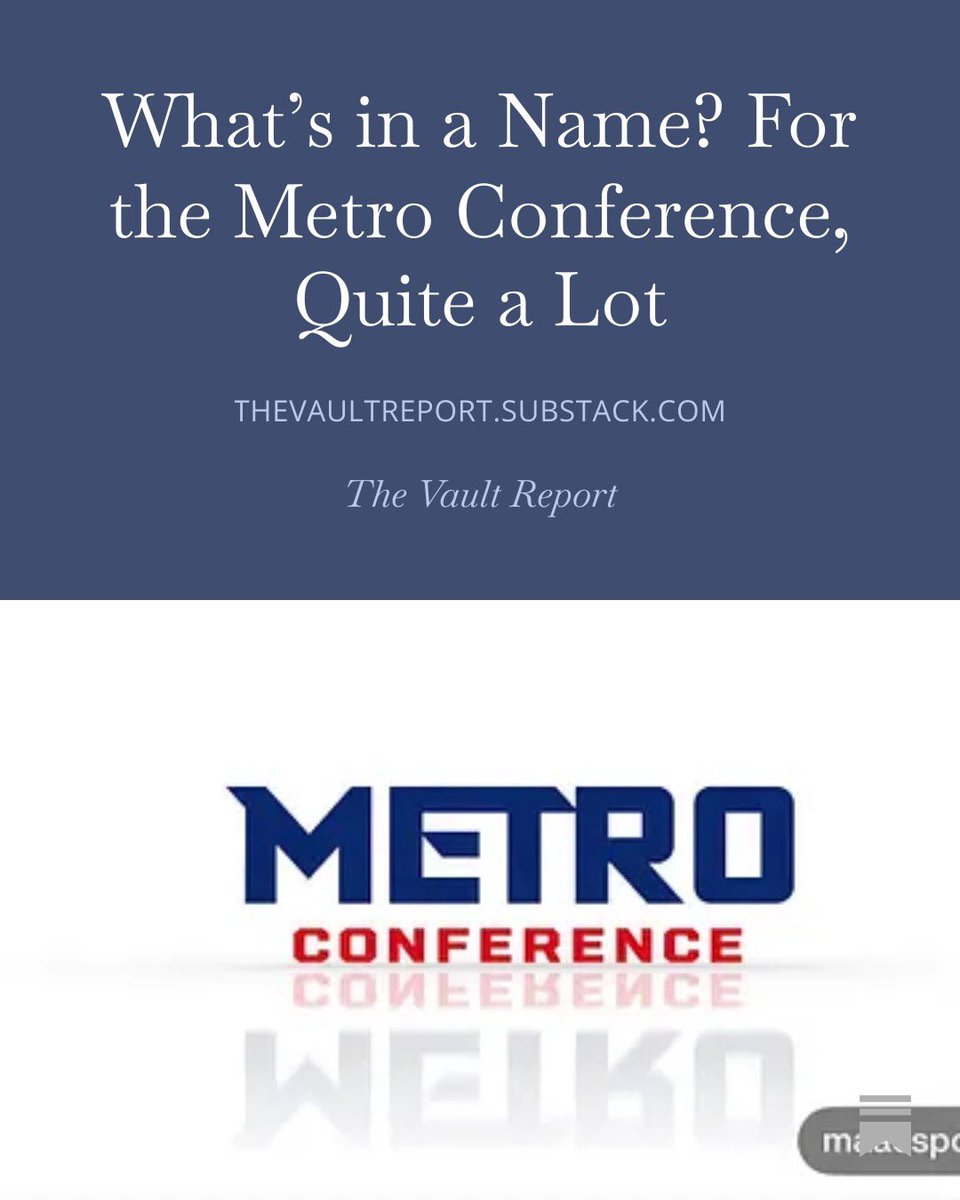 RhodyVault's tweet photo. ✍️ New Article: Metro, not MAAC

The Metro Conference rebrand is a clarity play in an era of noisy logos and mascots.
New look, same mid-major chip.

Article: https://t.co/9oZ21E746B https://t.co/OUS7BR5pRU