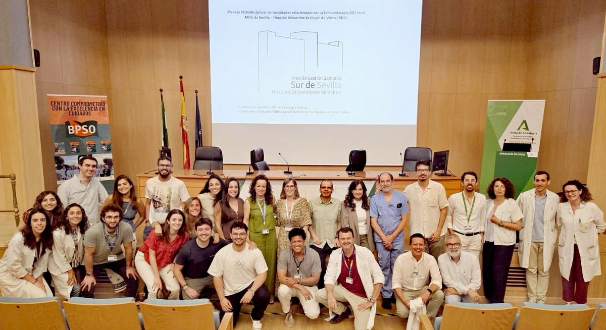 AGSSurSevilla's tweet photo. 🩺 #HospitalValme actualiza el abordaje multidisciplinar de las toxicidades asociadas a #inmunoterapiaoncológica en jornada organizado por #OncologíaMédica junto a decena de especialidades
📌 Revisado protocolo asistencial para reforzar seguridad y calidad pacientes con #cáncer https://t.co/4UdoQFMmE9