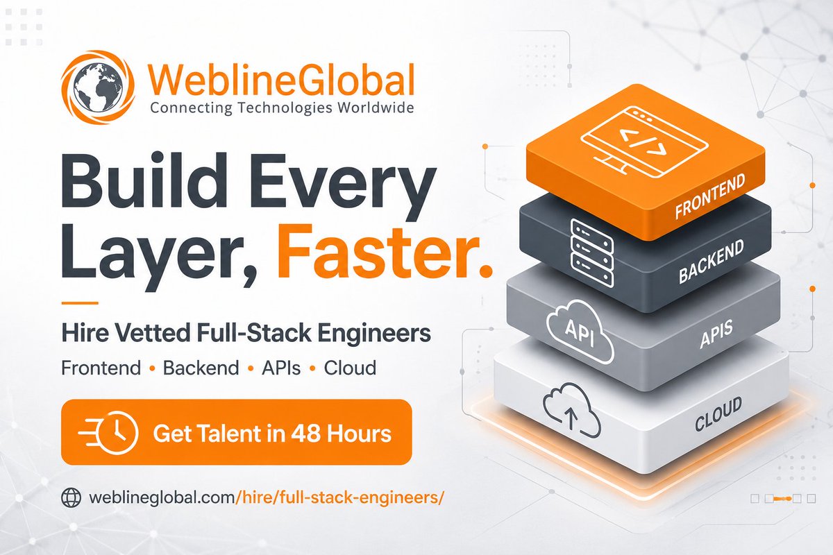 weblineglobal's tweet photo. Need full-stack engineers who can own frontend, backend, APIs &amp; databases? Get interview-ready, vetted talent in 48 hours with WeblineGlobal.

Hire now: https://t.co/C4xxtM3rDH

#FullStack #HireDevelopers #TechTalent https://t.co/Y30fVoKI0d