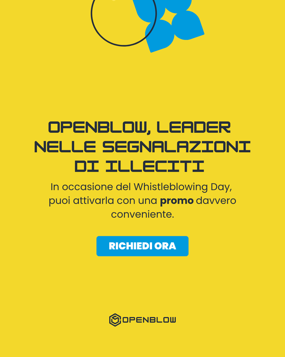 OpenBlow's tweet photo. Requisiti obbligatori per un sistema di whistleblowing. Budget già saturo. Avvia ora un sistema di gestione delle segnalazioni di illeciti con costi iniziali più contenuti. OpenBlow è disponibile con una promozione dedicata. Richiedi ora! https://t.co/gtfkaDft70 https://t.co/WM7sYvLjg3