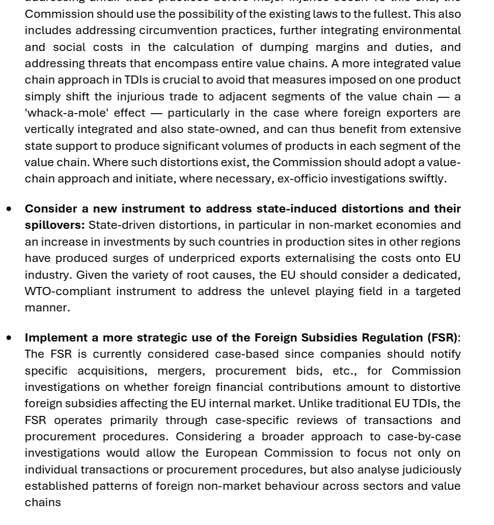 fbermingham's tweet photo. A coalition of 23 EU industry groups release a letter calling for a more aggressive trade policy to deal with "unfair trade practices and structural overcapacity/oversupply in non-market economies"

4 demands:

1. More trade defence staff
2. Use existing instruments earlier https://t.co/QjmlPGCscu