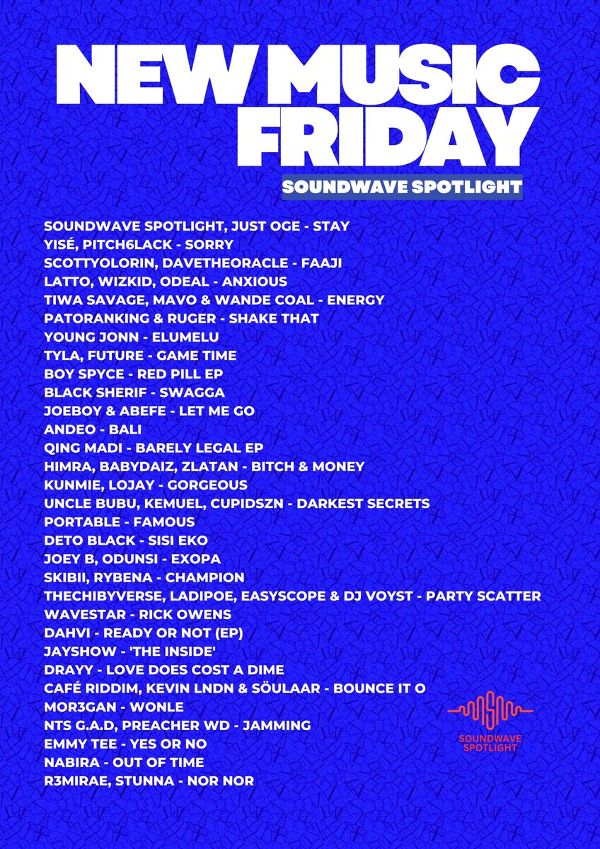 soundwavespot's tweet photo. 📍Soundwave Spotlight bringing you the freshest drops, hottest vibes &amp; artists you need to tap in our exclusive playlist on @applemusic 

Link HERE: https://t.co/w6ZiIlk0Dk

#SoundwaveSpotlight #NewMusicFriday #NowPlaying https://t.co/j10eGi38Ei