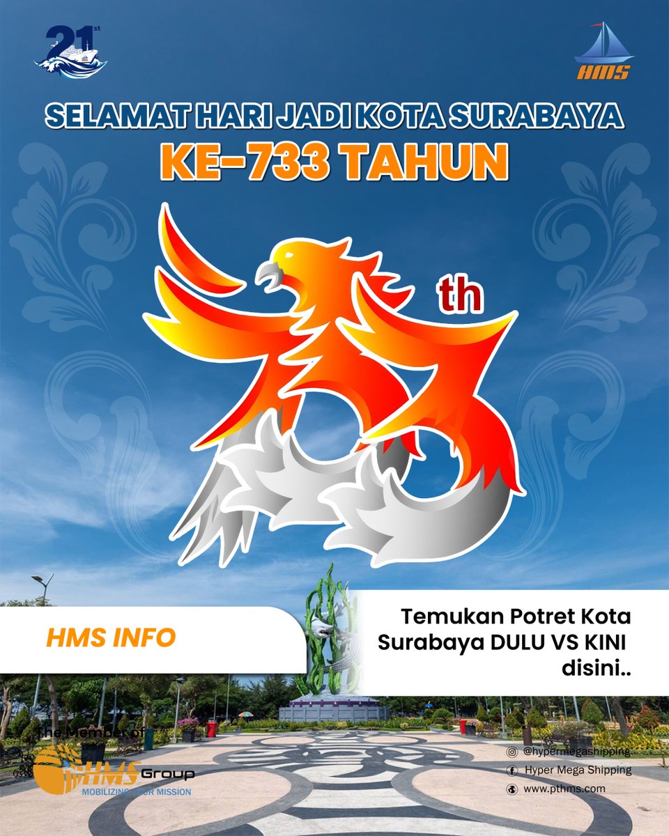 hypermegaship's tweet photo. Selamat Hari Jadi Kota Surabaya!

Kalau kamu melihat Surabaya dulu dan sekarang, perubahan apa yang paling berkesan menurutmu? Ceritakan di kolom komentar! 👇 
#HJKS #hutsurabaya https://t.co/29eKXCpOBL