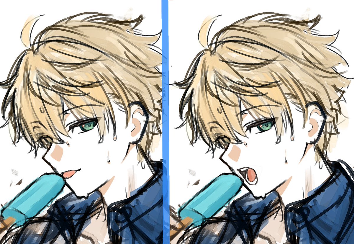 seseragi132's tweet photo. アーサーの表情どっちにしようかな～ https://t.co/SWjuTM5IIB