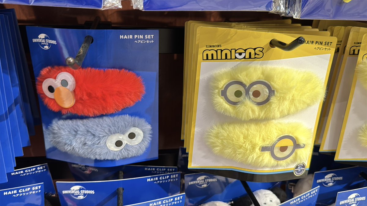 USJ ミニオンズ クッキーモンスター グッズセット セサミストリートのエルモとクッキーモンスター、ミニオン達のヘア