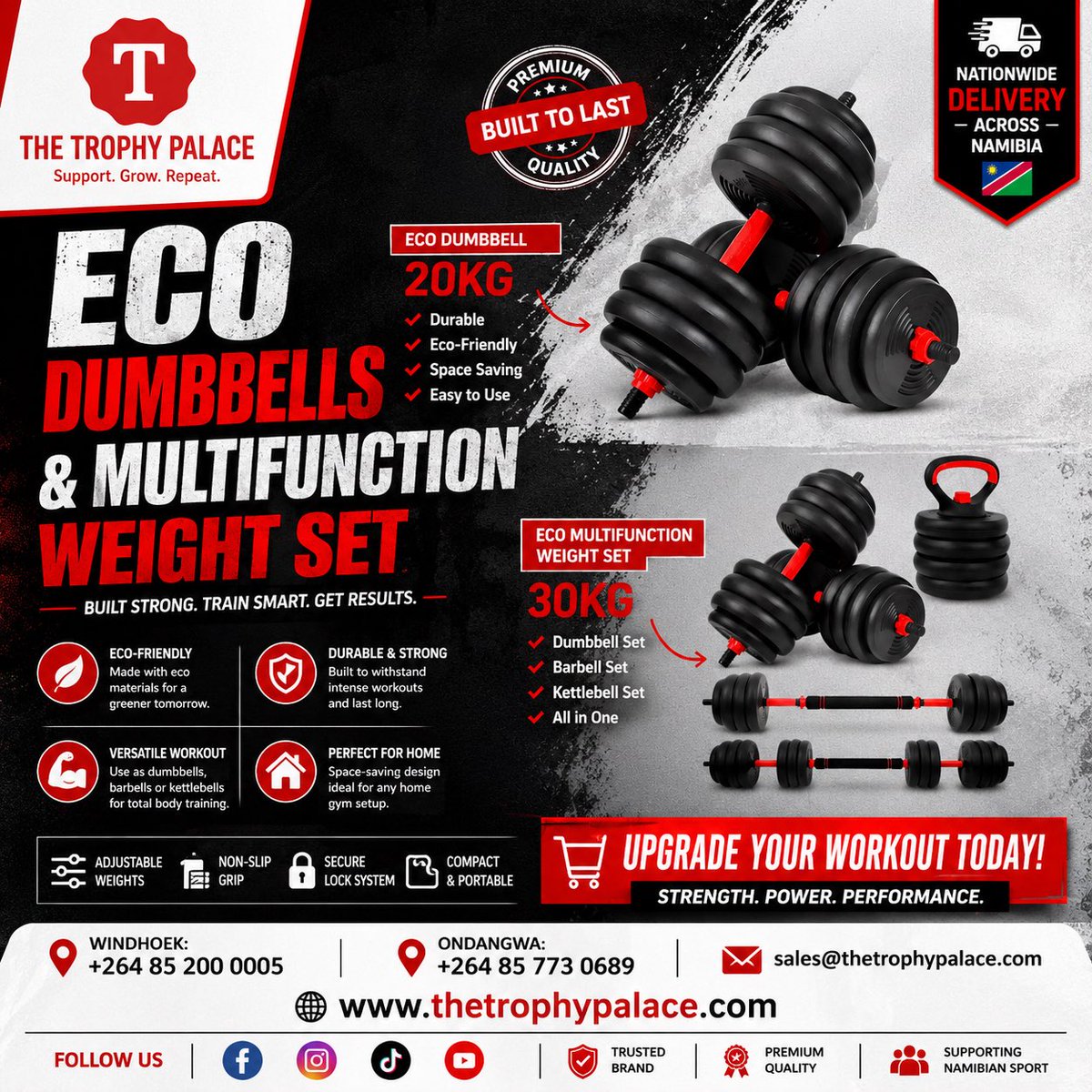 trophy_palace's tweet photo. ⚡ PERFORMANCE STARTS HERE ⚡

Whether you’re training, competing, or building your club identity — The Trophy Palace has the gear to take your game to the next level.

🏉 Rugby Kits
⚽ Soccer Teamwear
🏃 Running Sublimation Gear
💪 Dumbbells & Fitness Equipment
🎾 Padel Gear

🌍 https://t.co/JcYfd0GJLJ

#SportsNamibia #TheTrophyPalace #TeamSpirit #TrainHard #BuiltForChampions