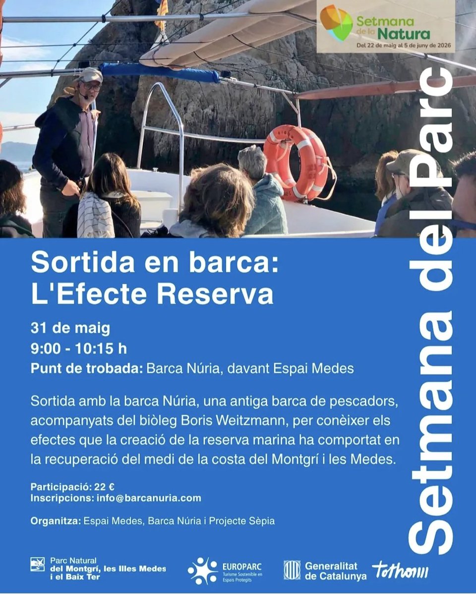 WeitzmannBoris's tweet photo. sortida d #ecoturisme
com diu en Quim patró de la barca núria, 
és  més que una una sortida.....és un taller!
aprenem de mar i de reserves, de peixos i pescadors, de vaixells i ocells, de pedres i vegetals.....
#parcnatural Montgri, illes Medes i Baix Ter
@parcscat https://t.co/om0XQvPWzk