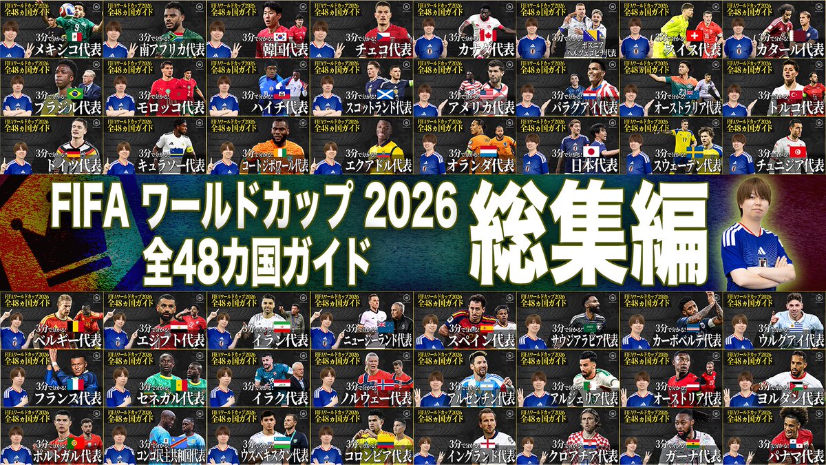 SoccerKingJP's tweet photo. ／
#FIFAWorldCup 出場国を完全ガイド💁
https://t.co/UDOS81RPp5
＼

3分×48カ国=約2時間でわかる！FIFAワールドカップ2026 全48カ国ガイド総集編です🏆
🅐🇲🇽🇿🇦🇰🇷🇨🇿
🅑🇨🇦🇧🇦🇶🇦🇨🇭
🅒🇧🇷🇲🇦🇭🇹🏴󠁧󠁢󠁳󠁣󠁴󠁿
🅓🇺🇸🇵🇾🇦🇺🇹🇷
🅔🇩🇪🇨🇼🇨🇮🇪🇨
🅕🇳🇱🇯🇵🇸🇪🇹🇳
🅖🇧🇪🇪🇬🇮🇷🇳🇿
🅗🇪🇸🇨🇻🇸🇦🇺🇾
🅘🇫🇷🇸🇳🇮🇶🇳🇴
🅙🇦🇷🇩🇿🇦🇹🇯🇴
🅚🇵🇹🇨🇩🇺🇿🇨🇴
🅛🏴󠁧󠁢󠁥󠁮󠁧󠁿🇭🇷🇬🇭🇵🇦 https://t.co/OyqLETpt2c