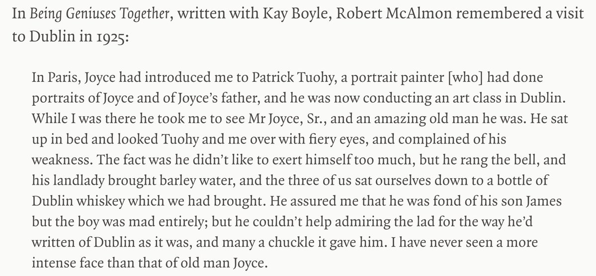 PeterChrisp's tweet photo. @fallon_donal Fascinating. I looked up Joyce’s father, living as a boarder at 25 Claude Rd  - where he sat for his portrait by Touhy, and was visited by Robert McAlmon. Funny that he’s described as a ‘Clerk Retired’ - maybe that was what the landlord thought of him… https://t.co/ReoYRFmb5Y