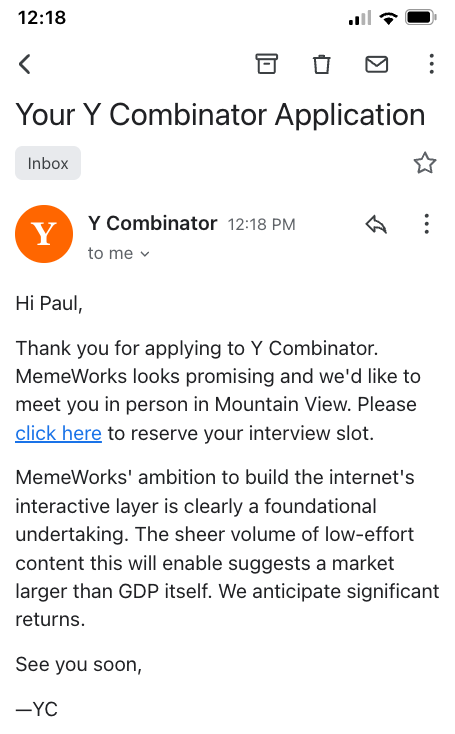 polpvl's tweet photo. they liked my idea, see you in mountain view @ycombinator https://t.co/oYUNhXKwj4