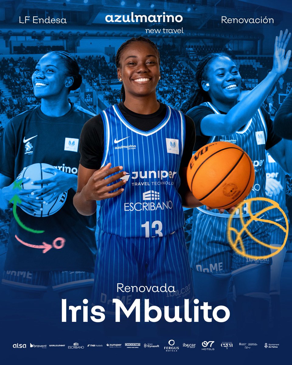 azulmarinopalma's tweet photo. 🏀 Iris Mbulito seguirá aportando energía y talento a Azulmarino

La jugadora canaria continuará defendiendo nuestros colores una temporada más, siendo una pieza importante dentro del proyecto en Liga Femenina Endesa 🦈

🔗 https://t.co/WTdkHIpkpg

#AzulmarinoNewTravel https://t.co/QzNxl3LDUF