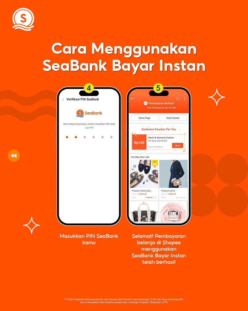 SeaBankID's tweet photo. CHECKOUT BARANG INCARAN SECEPAT KILAT? SEABANK JAWABANNYA! ⚡🛒

Sobat SeaBank, pernah gak sih lagi seru ikut flash sale tapi gagal dapet barangnya gara-gara metode pembayaran yang ribet dan lemot? Di SeaBank, momen rebutan belanjaan jadi menyenangkan! Sekali klik, transaksi langsung sukses dalam hitungan detik. Gak pakai lama, gak pakai drama, barang impian langsung meluncur ke rumah!

#SeaBankItuSimpel
#SeaBankUntukSemua

Mulai langkah finansial yang lebih simpel 🎆🎉 Bersama SeaBank, kamu bisa nikmati GRATIS TRANSFER 100x/bulan, BUNGA CAIR SETIAP HARI, dan BUNGA TINGGI s.d. 6% p.a.! Daftar sekarang dan mulai tahun baru dengan SeaBank 👉 https://t.co/i32A2fhfVe

PT Bank Seabank Indonesia berizin dan diawasi oleh Otoritas Jasa Keuangan (OJK) dan Bank Indonesia (BI) serta merupakan bank peserta penjaminan Lembaga Penjamin Simpanan (LPS).