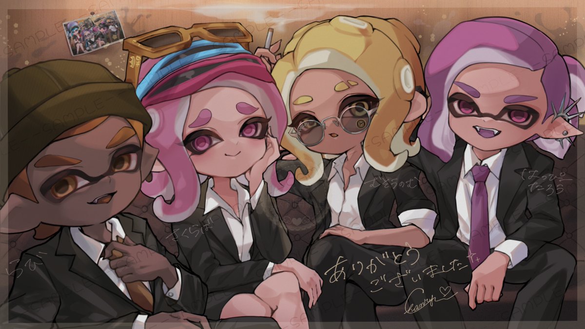 chanryi_spla's tweet photo. チームイラスト描かせていただきました🦑
チーム結成当初からの成長を感じられる一枚に仕上げました！長く続くチームって素敵すぎる🫶🏻✨ https://t.co/VprHUROdD5