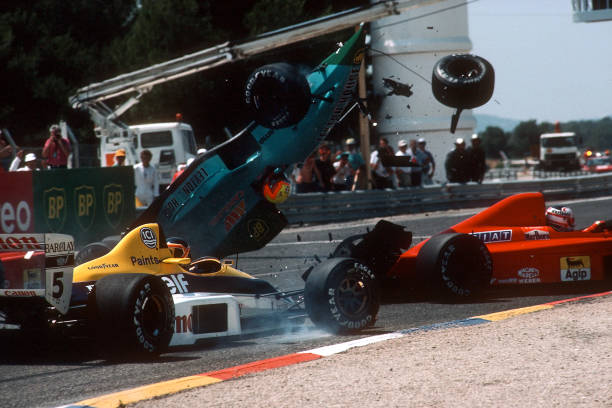 NetoDemetriou's tweet photo. Thierry Boutsen, Williams; Mauricio Gugelmin, March; Nigel Mansell, Ferrari; Paul Ricard, 1989. Photo: Paul-Henri Cahier. #f1 https://t.co/gIvymFoyhB
