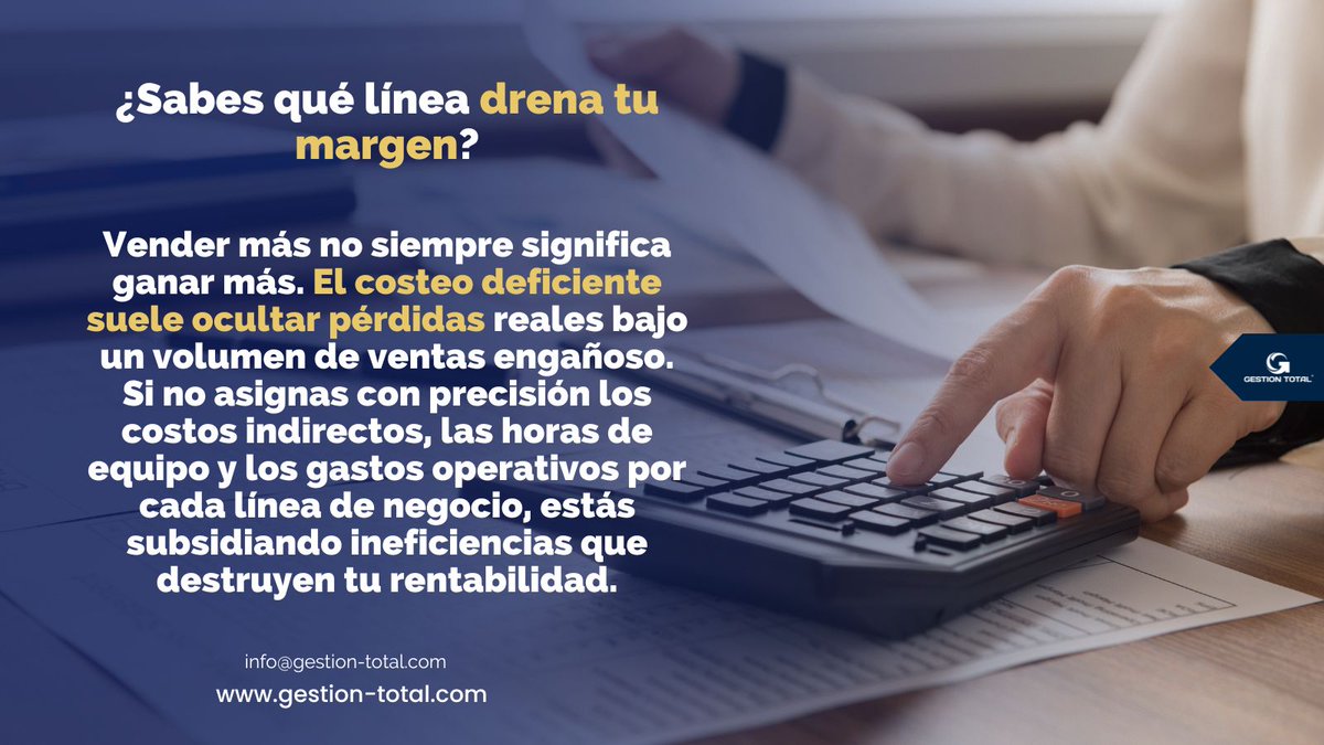 gestiontotal_co's tweet photo. ¡Detén la fuga de dinero en tu empresa! 💸 Audita tus costos y protege tu margen real. 🚀
#Costeo #Rentabilidad #Finanzas #Estrategia #Negocios #ControlFinanciero https://t.co/506Qjk0LUw