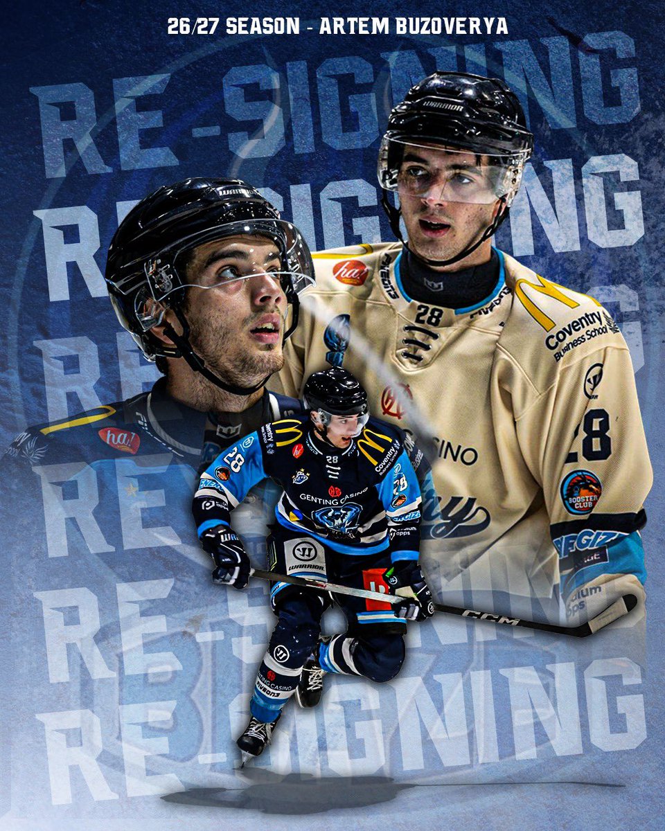covblazehockey's tweet photo. ✍️ 𝙎𝙄𝙂𝙉𝙄𝙉𝙂 𝙉𝙀𝙒𝙎: We are thrilled to announce the re-signing of Ukrainian forward Artem Buzoverya for the 2026/27 season. 🇺🇦

ℹ️ https://t.co/bxACqPrdqK https://t.co/uuTZc2BUhE