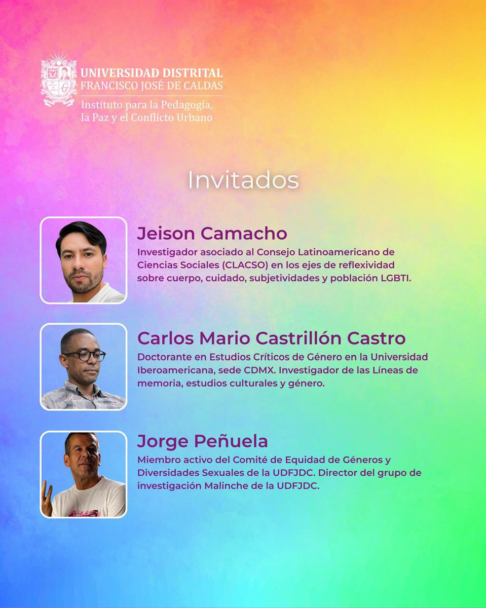Ipazud's tweet photo. 🏳️‍🌈 #MesdelOrgulloLGBTIQ+ | Conversatorio: Diversidad, Derechos y Saberes LGBTIQ+ en la Academia
Porque la academia también es un espacio para la diversidad, el IPAZUD de la @udistrtial te invita a dialogar sobre inclusión, derechos y construcción de saberes desde las experiencias https://t.co/sbBZ3g9ooD