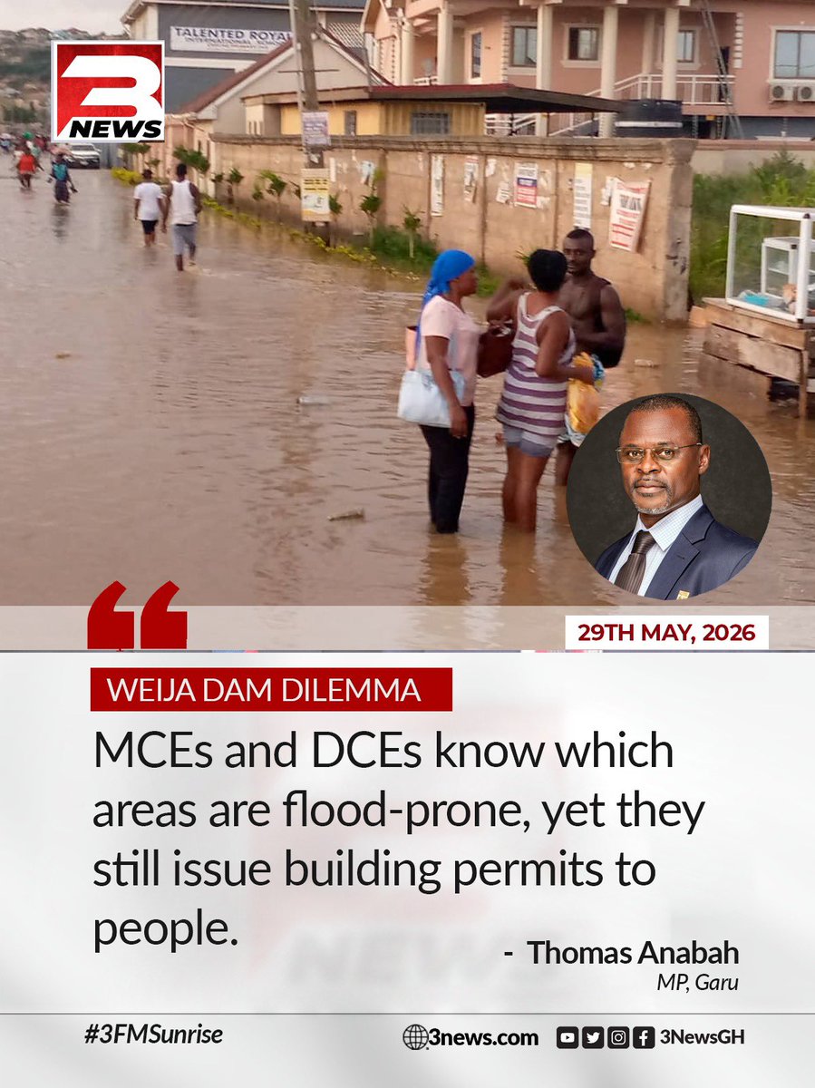 tv3_ghana's tweet photo. “MCEs and DCEs know which areas are flood-prone, yet they still issue building permits...” - Thomas Anabah (MP, Garu)

#3NewsGH #TV3GH https://t.co/Q4EQSlTNJn