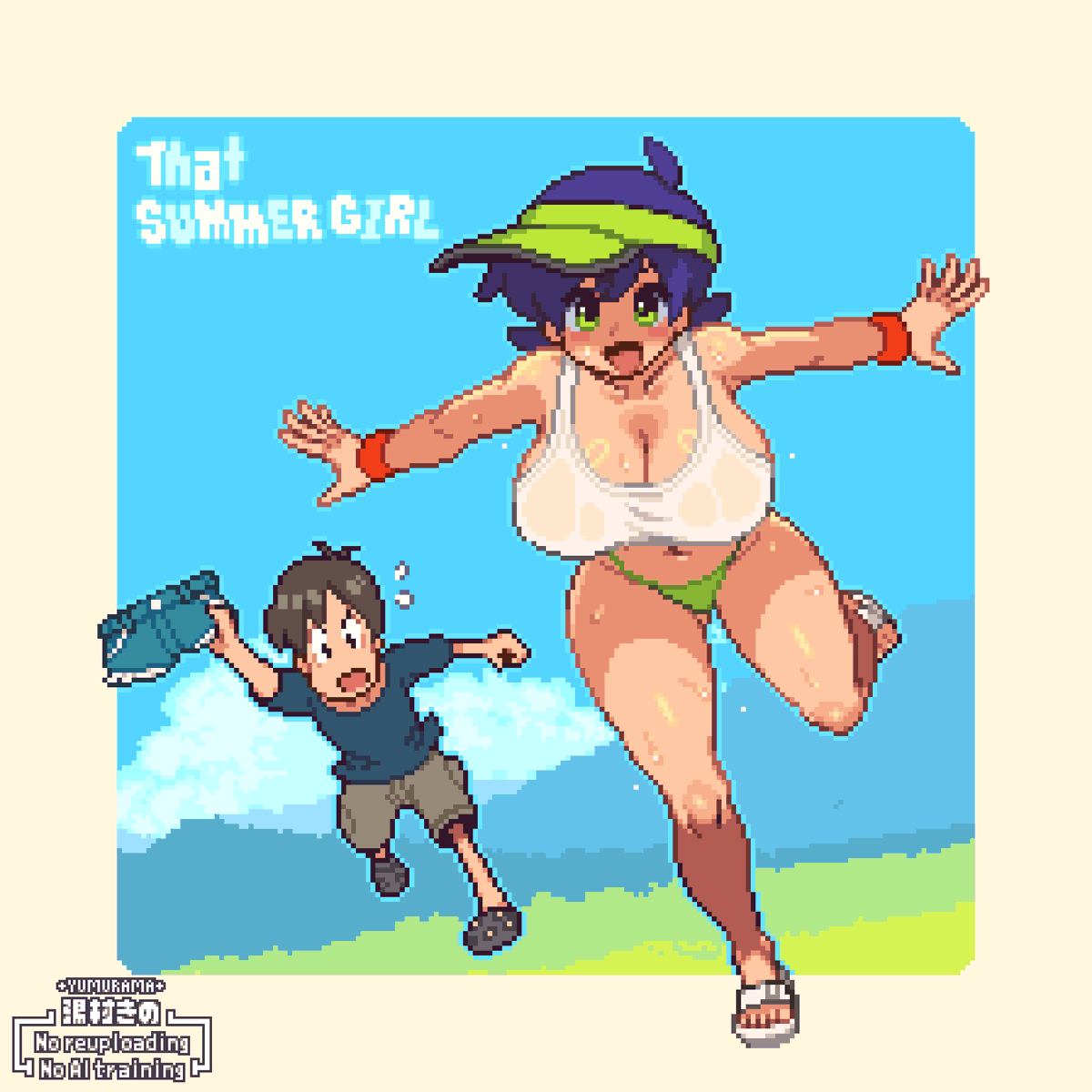 yumurama's tweet photo. ドット絵　OC　夏っぽい子
ちょっと露出癖のあるかんじの設定 https://t.co/sxt8NWRLkj