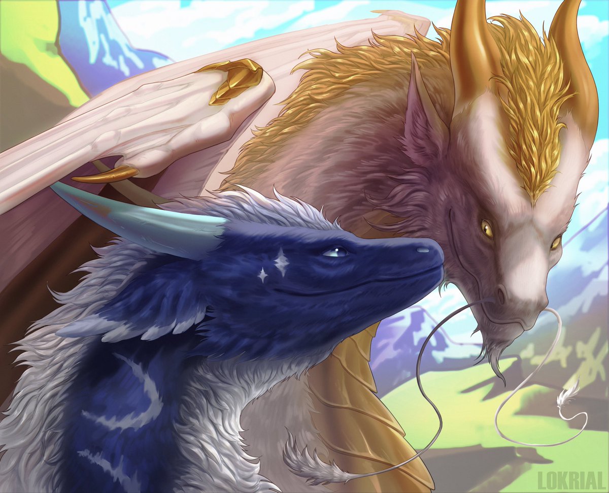 SombraGold's tweet photo. Any Adventure is Better with a Friend 

This gorgeous piece was done by @locriali 

Dragon on the left owned by @RyukiriDragon &amp; the dragon on the right owned by me. https://t.co/dKmEUPYjqr